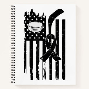Hockey Pink Ribbon Breast Cancer Awareness Sport L Notebook