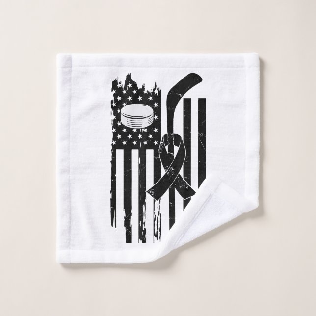 Hockey Pink Ribbon Breast Cancer Awareness Sport L Wash Cloth (Wash Cloth)