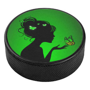 Hockey Plate The Green Butterfly Woman Puck