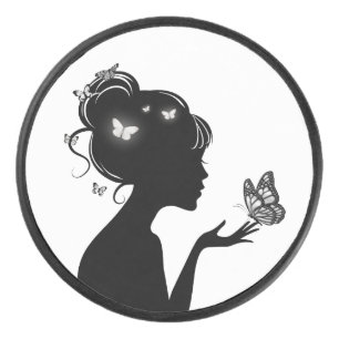 Hockey Plate The White Butterfly Woman Puck