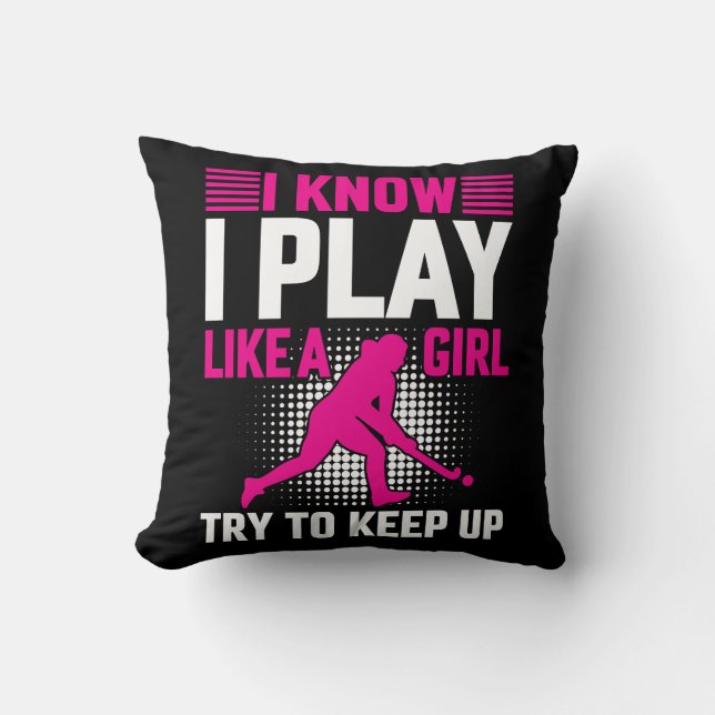 Hockey Play Like a Girl Ceramic Cushion (Front)
