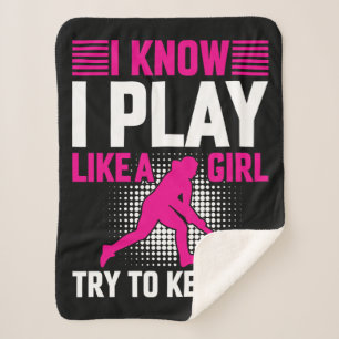 Hockey Play Like a Girl Ceramic Sherpa Blanket
