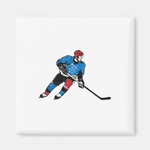Hockey Player 4th Of July Cool Patriotic American Magnet