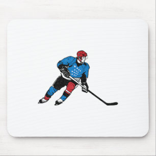 Hockey Player 4th Of July Cool Patriotic American  Mouse Pad