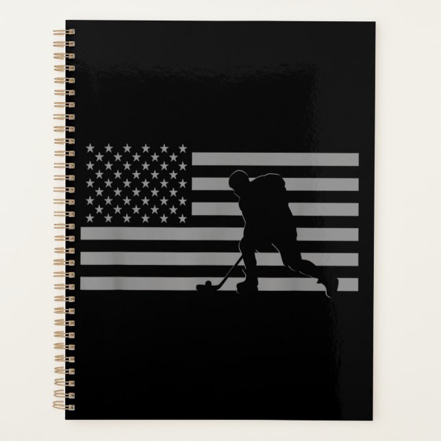 Hockey Player - American Flag Hockey Planner (Front)