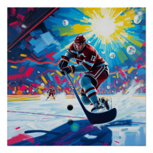 Hockey Player at Goal Poster