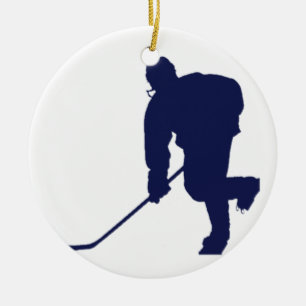 Hockey Player Blue Ceramic Tree Decoration