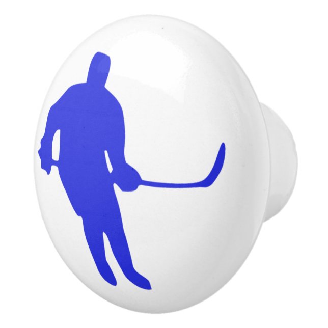 Hockey Player blue decal knobs dresser or drawer (Right)