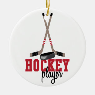 Hockey Player Ceramic Ornament