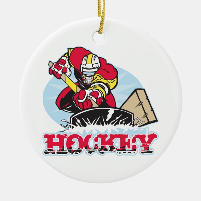 Hockey Player Ceramic Ornament (Front)