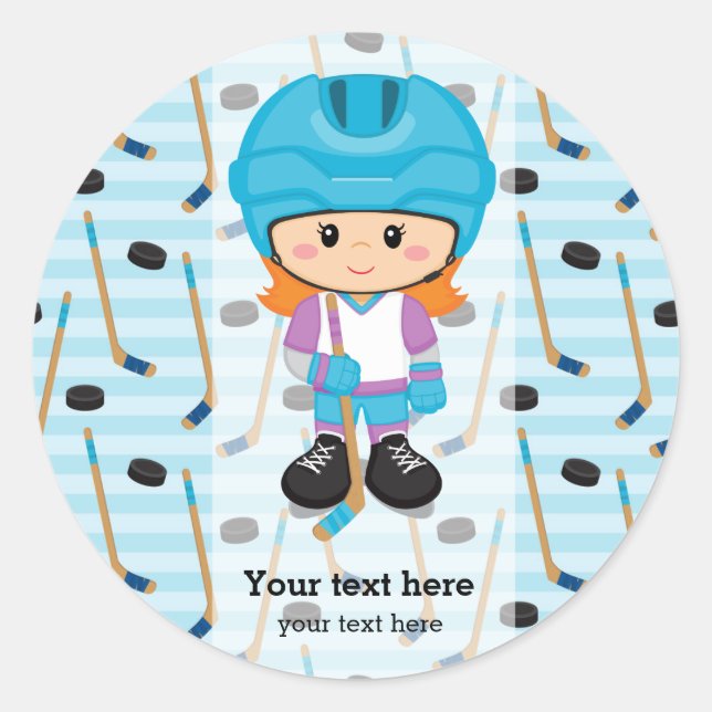 Hockey player classic round sticker (Front)