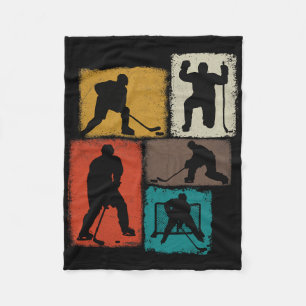 Hockey Player Collage Men Kids Coach Youth Boys Fleece Blanket