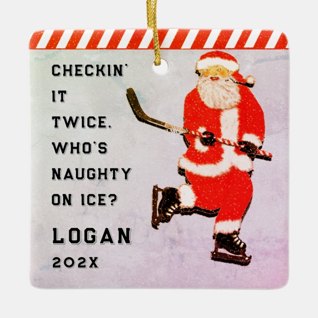 Hockey Player Collectible Ceramic Ornament (Front)