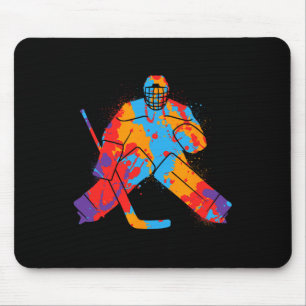 Hockey Player Colorful Goalkeeper Boys Ice Hockey Mouse Pad