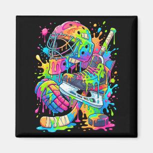 Hockey Player Drip Ice Cream Dripping Boys Kids Magnet