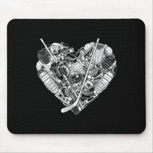 Hockey Player Equipment Heart Shape Love Mouse Pad