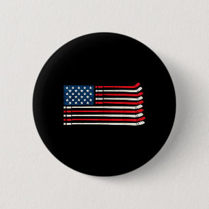 Hockey Player Fan Ice Hockey Aamerican Flag 4th Of 6 Cm Round Badge