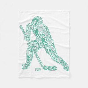 Hockey Player Fans Youth Ice Hockey Lover Men Kids Fleece Blanket