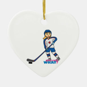 Hockey Player Girl Ceramic Ornament