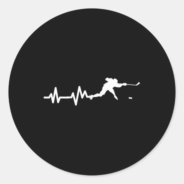 Hockey Player Heartbeat Ice Hockey Gift  Classic Round Sticker (Front)