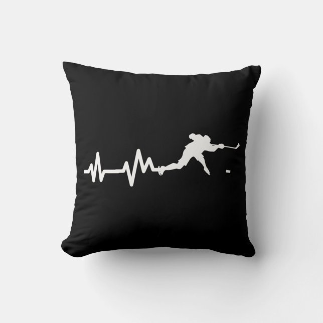 Hockey Player Heartbeat Ice Hockey Gift  Cushion (Front)