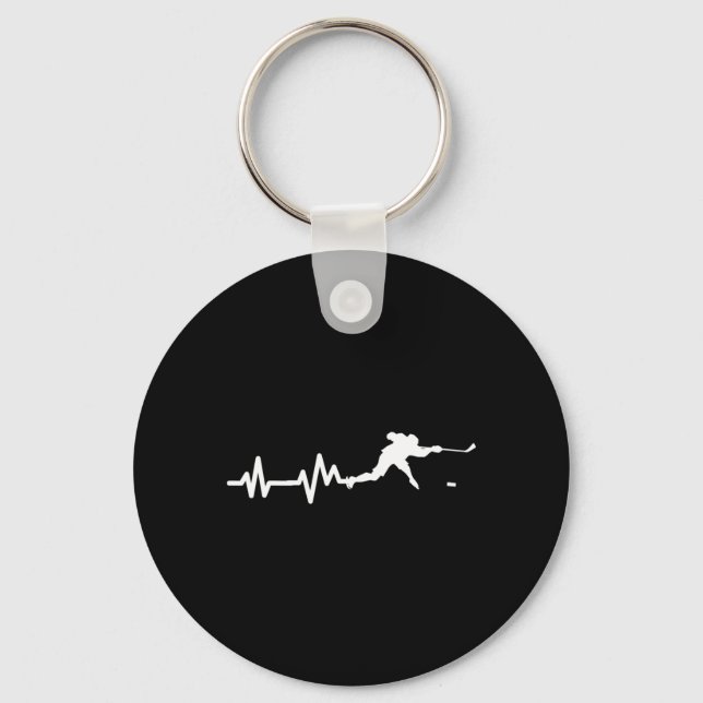 Hockey Player Heartbeat Ice Hockey Gift  Key Ring (Front)