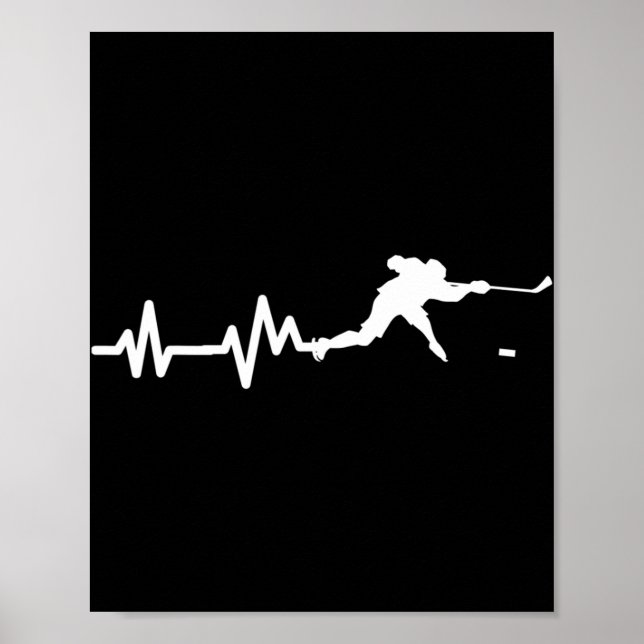 Hockey Player Heartbeat Ice Hockey Gift  Poster (Front)