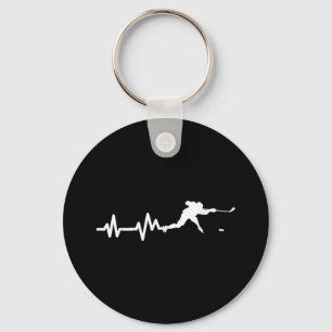 Hockey Player Heartbeat Ice Hockey Key Ring