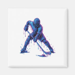 Hockey Player Ice Cream Drip Graphic Youth Men Wom Magnet