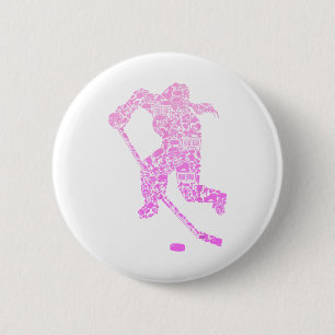 Hockey Player Ice Hockey Youth Girls Women Kids 6 Cm Round Badge