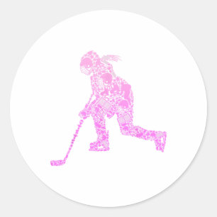 Hockey Player Ice Hockey Youth Women Kids Girls Classic Round Sticker