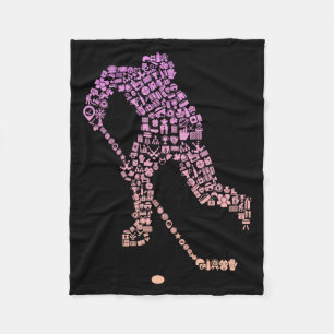Hockey Player Icon Hockey Player Gear _ Girls Ice Fleece Blanket