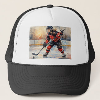 Hockey Player in Action, Trucker Hat