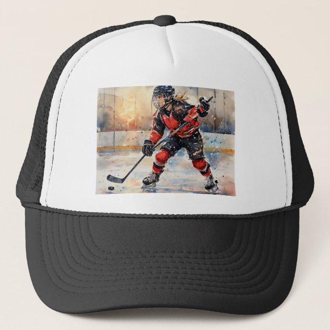 Hockey Player in Action,  Trucker Hat (Front)