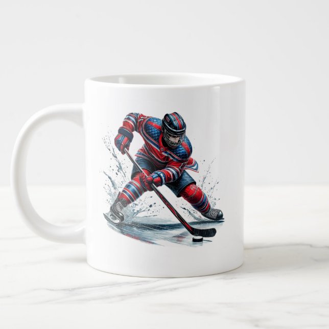 Hockey Player Jumbo  Large Coffee Mug (Left)
