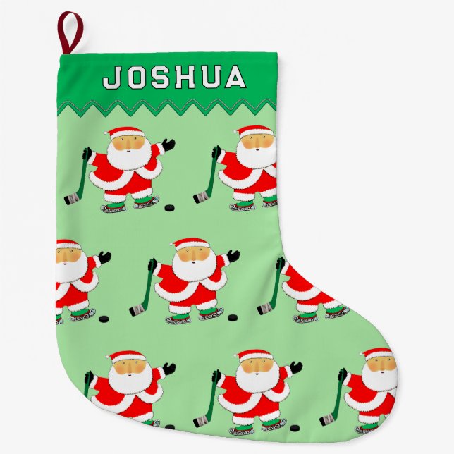 Hockey Player Large Christmas Stocking (Front)