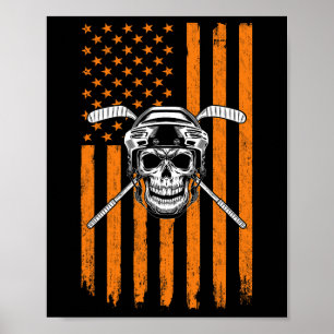 Hockey Player Men Women Skull Hockey Player Americ Poster