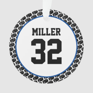 Hockey Player NAME Number Puck Stick Sports Ornament