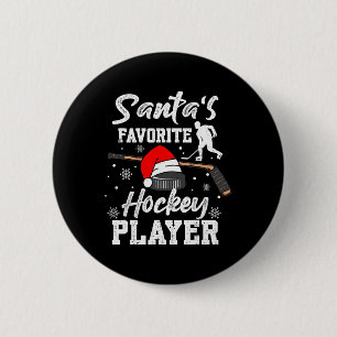 Hockey Player On Santa’s Nice List Christmas Sport 6 Cm Round Badge