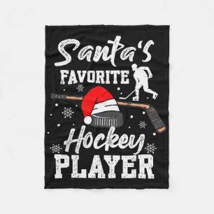 Hockey Player On Santa’s Nice List Christmas Sport Fleece Blanket
