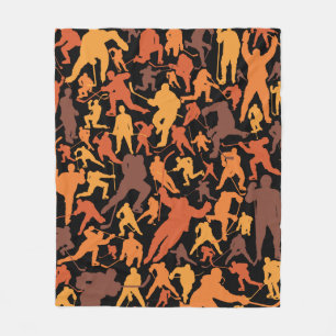 Hockey Player Pattern Fleece Blanket