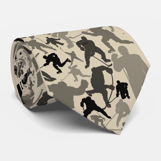 Hockey Player Pattern Neck Tie (Rolled)