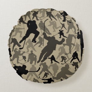 Hockey Player Pattern Round Pillow