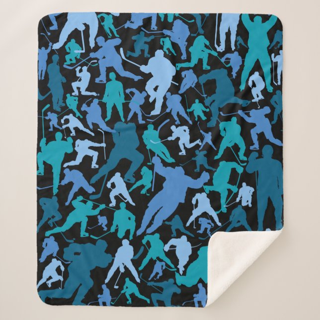 Hockey Player Pattern Sherpa Blanket (Front)