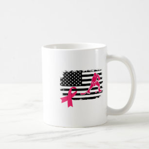 Hockey Player Pink Ribbon Usa Flag Breast Cancer A Coffee Mug