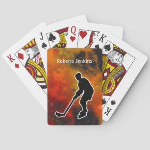 Hockey Player Silhouette #2 colorful Personalize Playing Cards