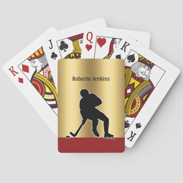 Hockey Player Silhouette elegant Personalise Playing Cards (Back)