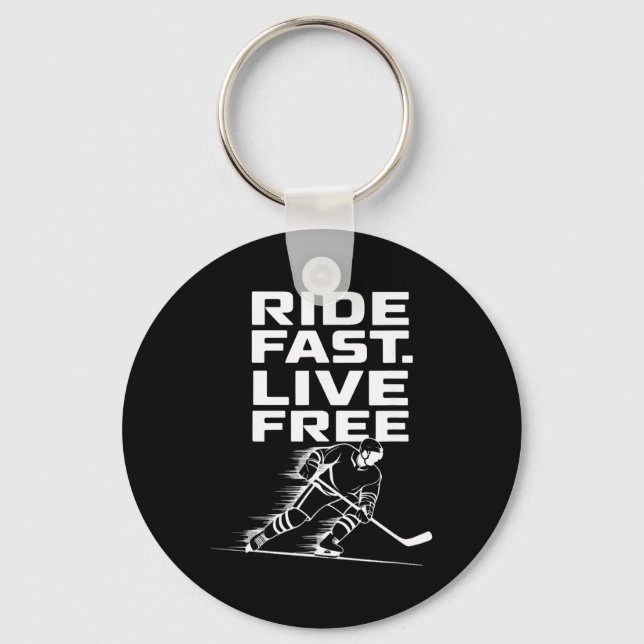 Hockey Player Skating Power  Key Ring (Front)