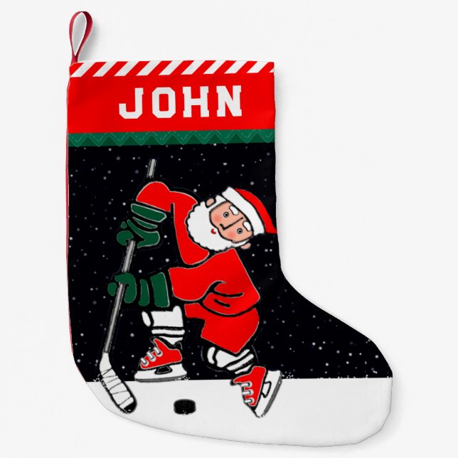 Hockey Player Small Christmas Stocking (Front)
