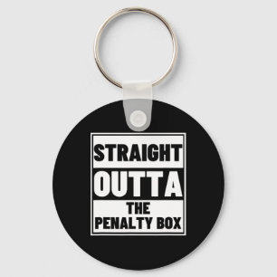 Hockey Player Straight Outta Penalty Box Funny Ice Key Ring